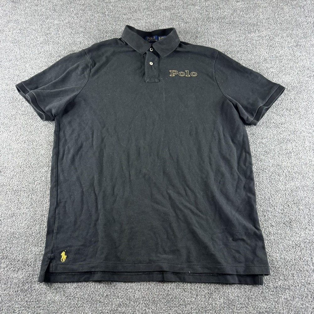 Polo Ralph Lauren Polo Shirt Mens XL Black Classic Fit Logo Cotton Short Sleeve